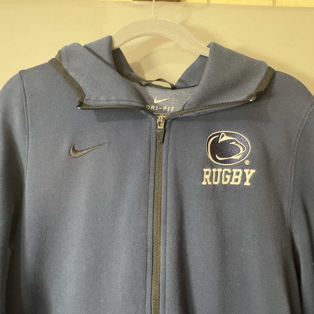 Nike Penn State Rugby Dri-FIT Jacket Mens M Navy Full Zip Hooded PSU